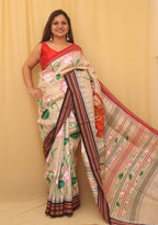 Multicolor Pichhwai Hand Painted Tussar Silk Saree - Luxurion World