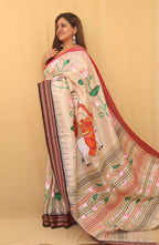 Multicolor Pichhwai Hand Painted Tussar Silk Saree - Luxurion World