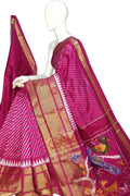Pink Ikat Pure Silk Handloom Saree — Resist-Dyed Weave, Festive