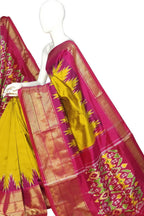 Yellow Ikat Pure Silk Handloom Saree — Sunlit Ikat Weave, Festive