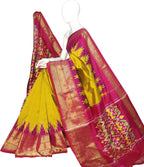 Yellow Ikat Pure Silk Handloom Saree — Sunlit Ikat Weave, Festive