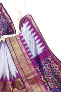 Purple Ikat Pure Silk Handloom Saree — Royal Ikat Weave, Festive