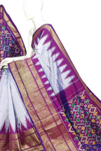 Purple Ikat Pure Silk Handloom Saree — Royal Ikat Weave, Festive