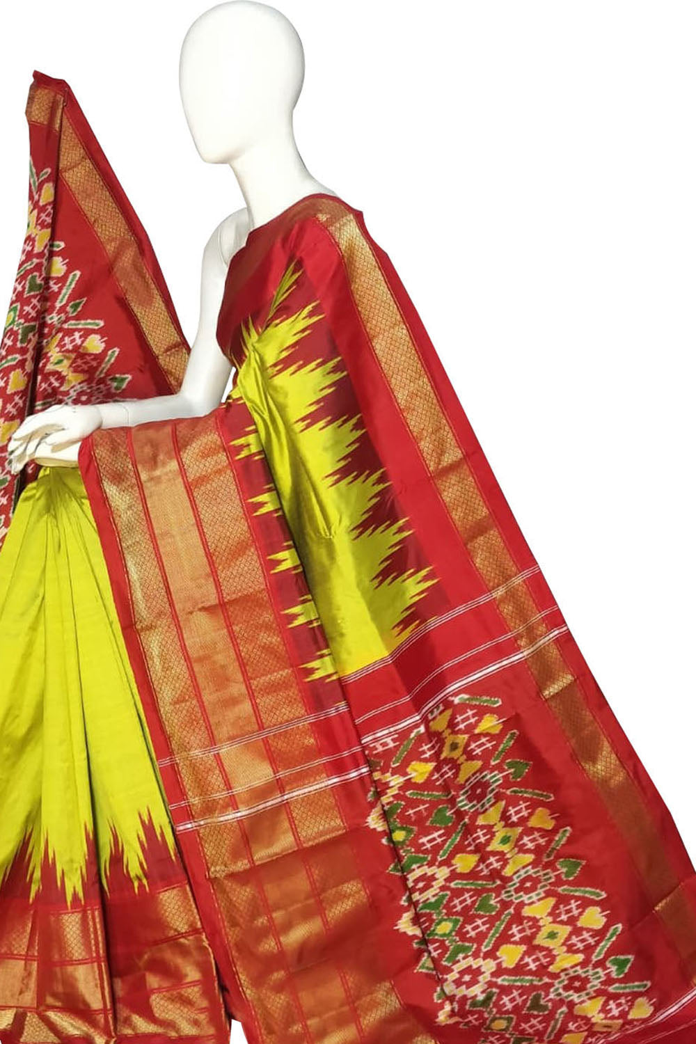 Green Ikat Pure Silk Handloom Saree — Nature-Inspired Ikat, Festive
