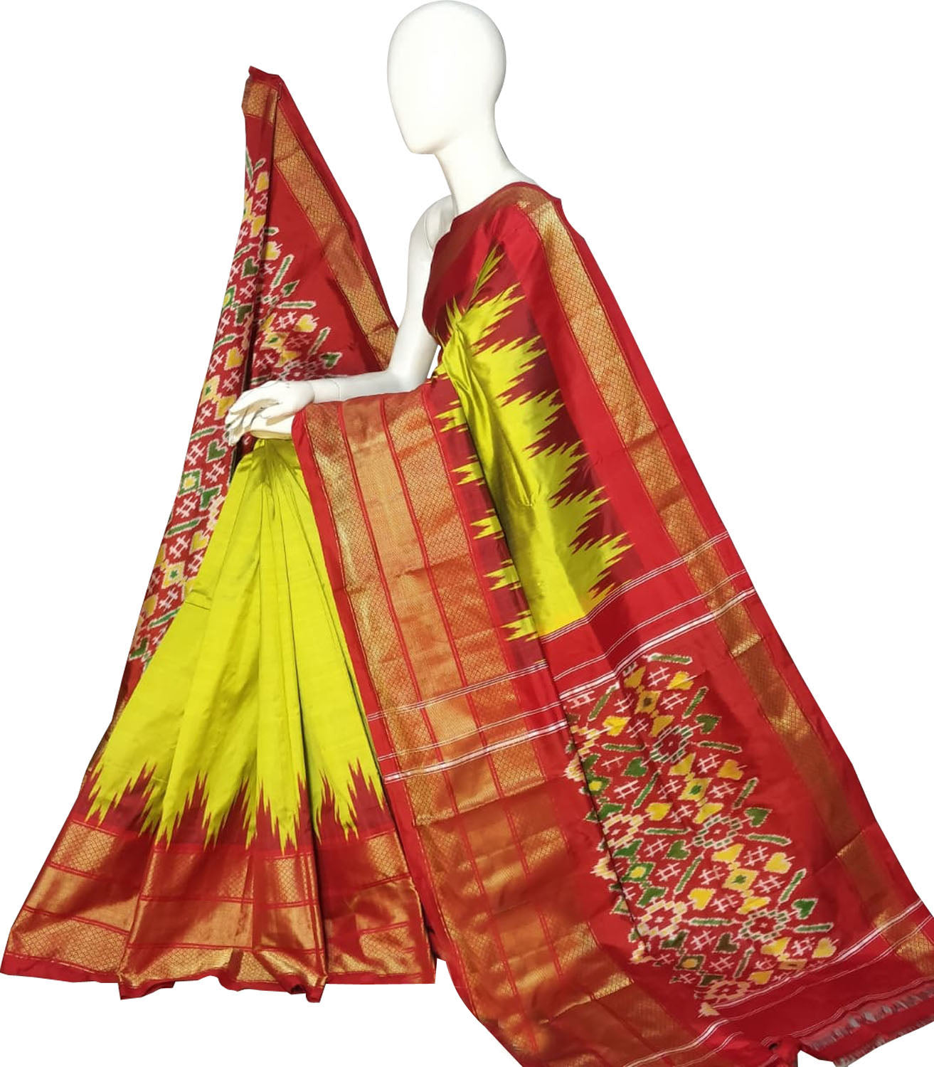 Green Ikat Pure Silk Handloom Saree — Nature-Inspired Ikat, Festive