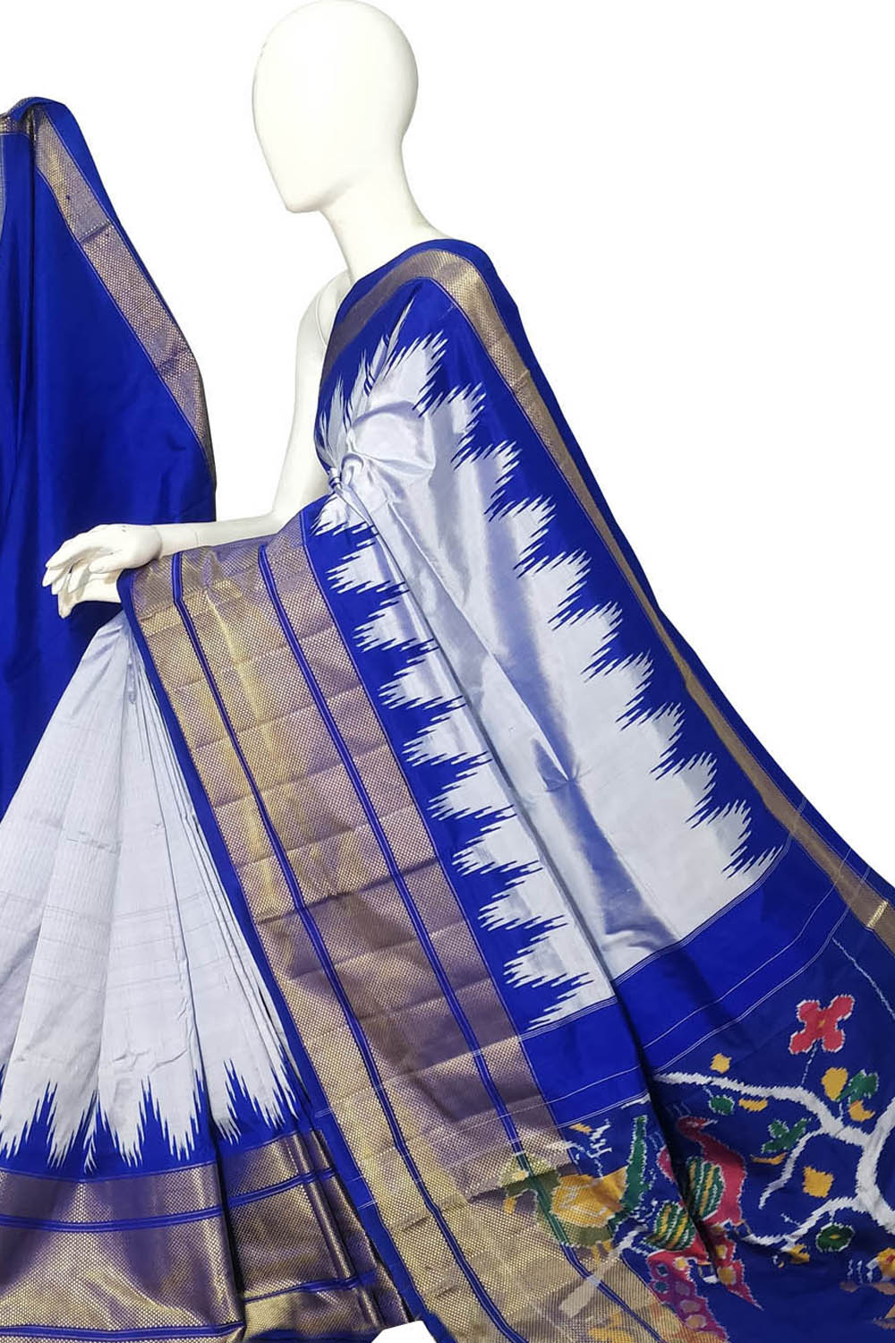 Purple Ikat Pure Silk Handloom Saree — Warp Ikat Weave, Luxury