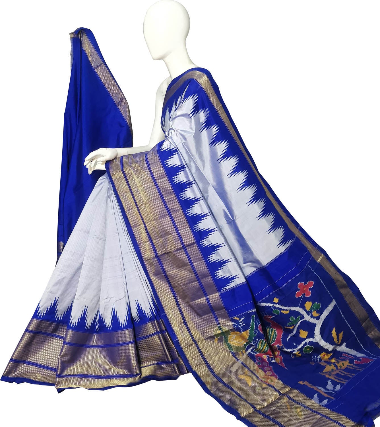 Purple Ikat Pure Silk Handloom Saree — Warp Ikat Weave, Luxury