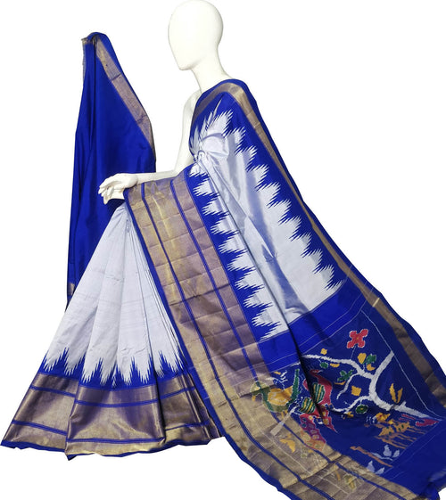 Purple Ikat Pure Silk Handloom Saree — Warp Ikat Weave, Luxury