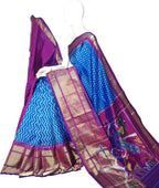 Blue Ikat Pure Silk Handloom Saree — Indigo Ikat Weave, Festive