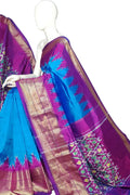 Blue Ikat Pure Silk Handloom Saree — Double Ikat Weave, Heritage