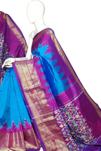Blue Ikat Pure Silk Handloom Saree — Double Ikat Weave, Heritage