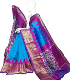 Blue Ikat Pure Silk Handloom Saree — Double Ikat Weave, Heritage