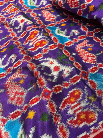 Exquisite Multicolor Handloom Pochampally Double Ikat Silk Saree - Luxurion World