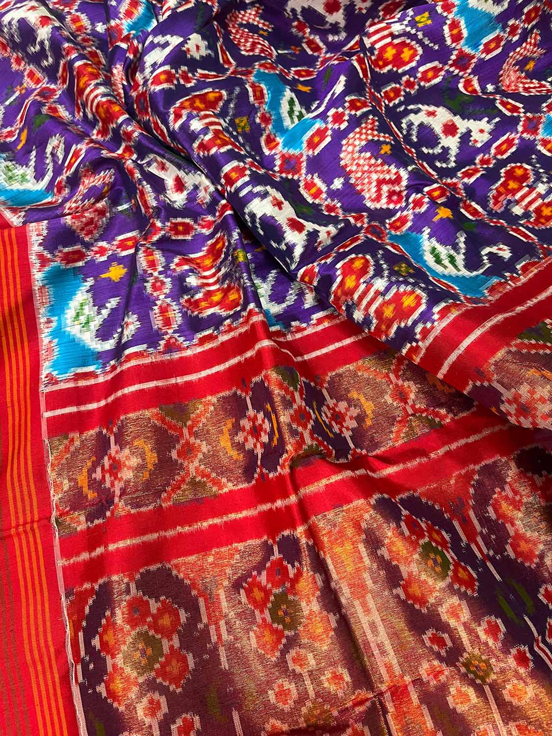 Exquisite Multicolor Handloom Pochampally Double Ikat Silk Saree - Luxurion World
