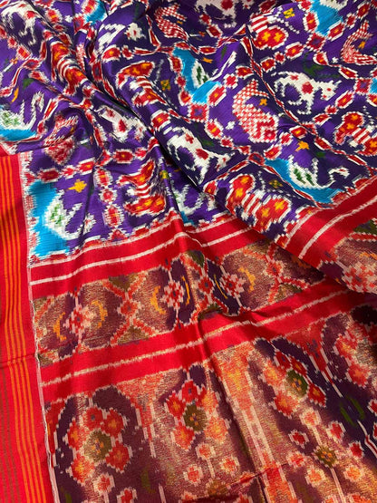 Exquisite Multicolor Handloom Pochampally Double Ikat Silk Saree - Luxurion World