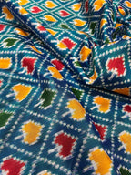 Exquisite Blue Handloom Pochampally Double Ikat Silk Saree - Luxurion World