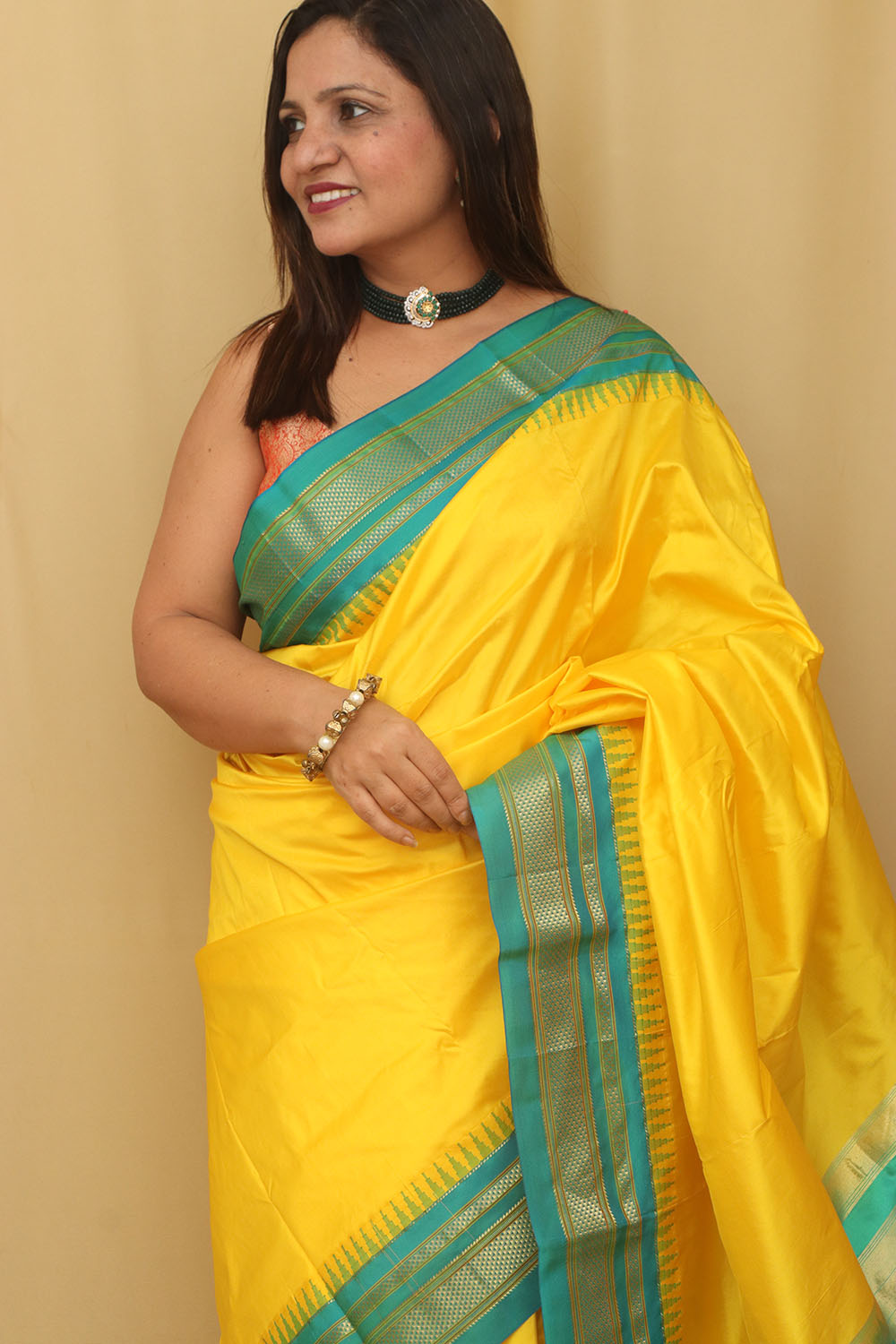 Golden Glow: Yellow Ilkal Pure Silk Saree - Luxurion World