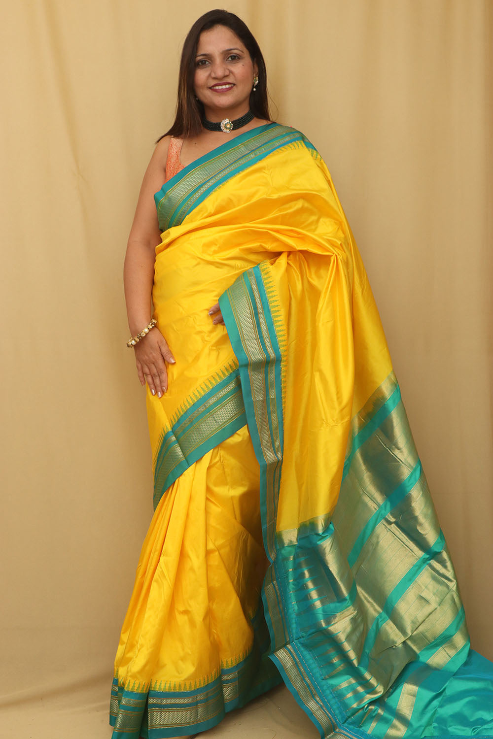 Golden Glow: Yellow Ilkal Pure Silk Saree - Luxurion World