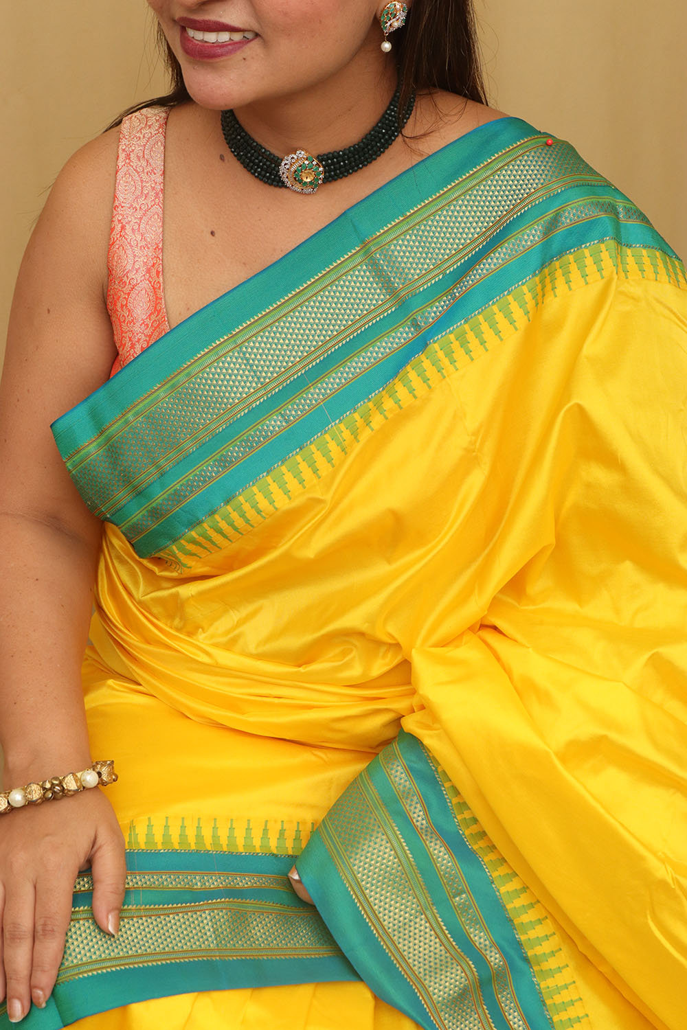 Golden Glow: Yellow Ilkal Pure Silk Saree - Luxurion World