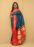 Blue Ilkal Handloom Pure Silk Saree - Luxurion World