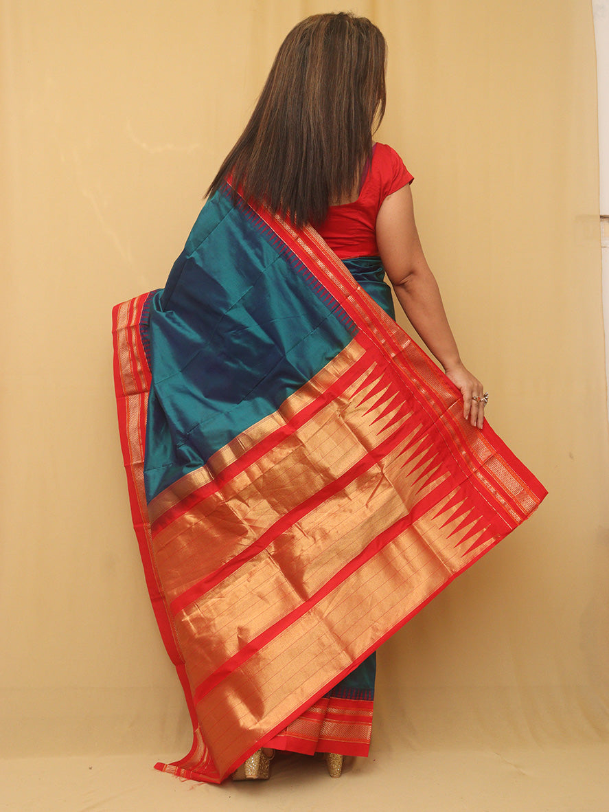 Blue Ilkal Handloom Pure Silk Saree - Luxurion World