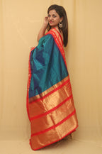 Blue Ilkal Handloom Pure Silk Saree - Luxurion World