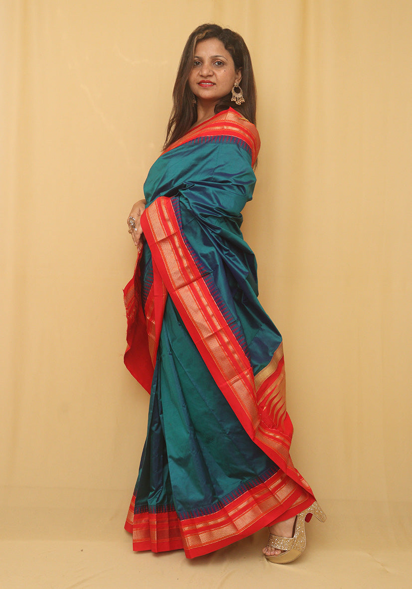 Blue Ilkal Handloom Pure Silk Saree - Luxurion World