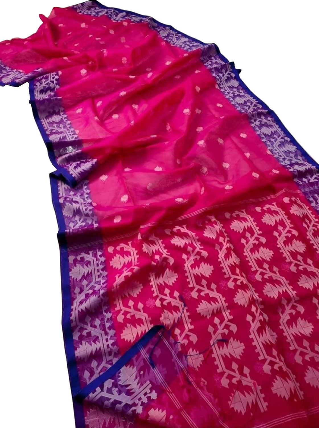 Beautiful Pink Jamdani Muslin Saree for Sale - Luxurion World