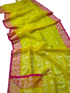 Golden Threads: Yellow Jamdani Muslin Saree - Luxurion World