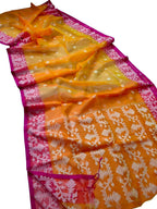 Vibrant Orange Jamdani Muslin Saree - Elegant and Stylish - Luxurion World