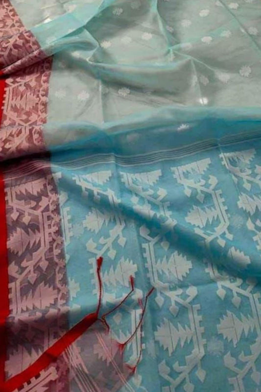 Blue Jamdani Muslin Saree: Elegant and Timeless - Luxurion World