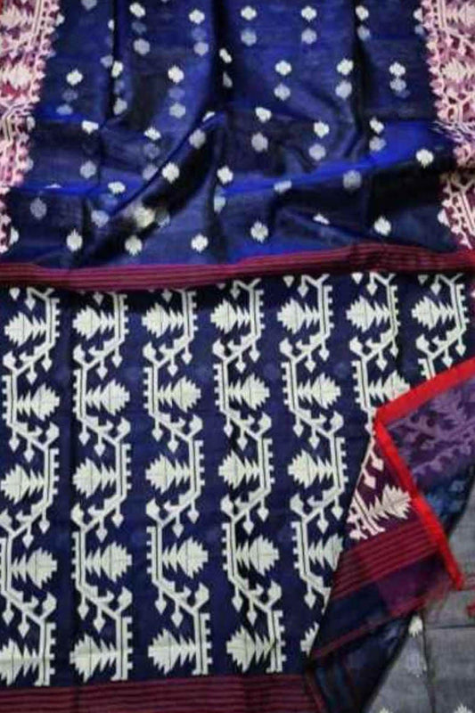 Blue Jamdani Muslin Saree: Elegant and Timeless - Luxurion World