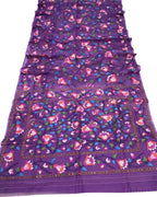 Purple Pure Handweaved Jamdani Muslin Meenakari Saree - Luxurion World