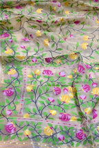 Multicolor Pure Handweaved Muslin Jamdani Meenakari Saree - Luxurion World