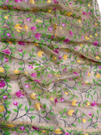 Multicolor Pure Handweaved Muslin Jamdani Meenakari Saree - Luxurion World