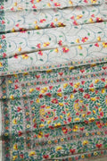 Multicolor Pure Handweaved Muslin Jamdani Meenakari Saree - Luxurion World