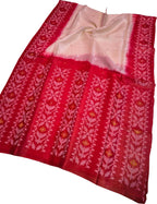 Pink and Red Pure Handweaved Jamdani Meenakari Saree - Luxurion World