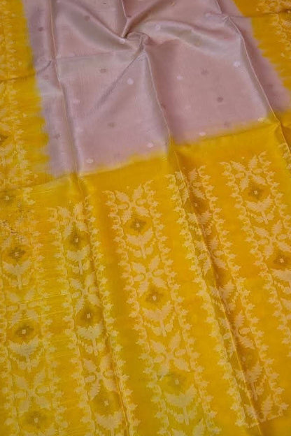 Pastel Pink Pure Handweaved Jamdani Saree