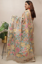 Pastel Pure Handloom Muslin Jamdani Meenakari Saree - Luxurion World