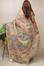 Pastel Pure Handloom Muslin Jamdani Meenakari Saree - Luxurion World