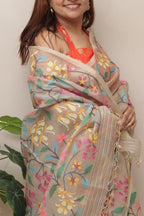 Pastel Pure Handloom Muslin Jamdani Meenakari Saree - Luxurion World