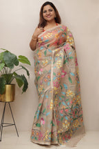 Pastel Pure Handloom Muslin Jamdani Meenakari Saree - Luxurion World
