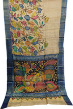Vibrant Multicolor Hand Pen Kalamkari Tussar Silk Saree - Luxurion World