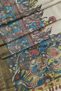 Vibrant Multicolor Kalamkari Tussar Silk Saree with Hand Pen Work - Luxurion World