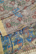 Vibrant Multicolor Hand Pen Kalamkari Tussar Silk Saree - Luxurion World