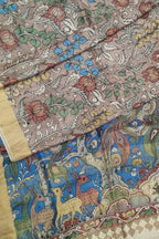 Vibrant Multicolor Hand Pen Kalamkari Tussar Silk Saree - Luxurion World