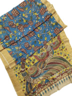 Vibrant Multicolor Hand Pen Kalamkari Tussar Silk Saree - Luxurion World
