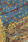 Vibrant Multicolor Hand Pen Kalamkari Tussar Silk Saree - Luxurion World