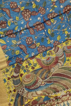 Vibrant Multicolor Hand Pen Kalamkari Tussar Silk Saree - Luxurion World