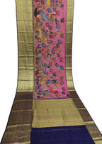 Stunning Multicolor Hand Pen Kalamkari Silk Saree - Luxurion World